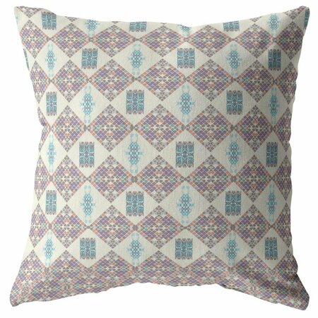 HOMEROOTS 16 in. Lattice Indoor & Outdoor Throw Pillow Muted Pink 412223